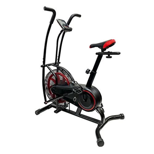 Ultrasport Air Bike, bicicleta estática con sistema de freno de correa silencioso para el entrenamiento de la potencia, aerogenerador para la resistencia del aire al pedalear, con manillar móvil