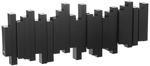 Umbra Sticks Perchero de pared con 5 ganchos extraíbles, Negro
