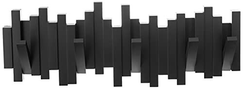 Umbra Sticks Perchero de pared con 5 ganchos extraíbles, Negro