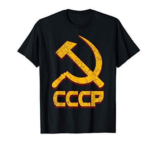 Unión Soviética URSS CCCP Cirílico Ruso Símbolo Comunista Camiseta