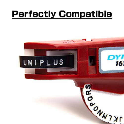 UniPlus 9mm x 3m Auto-adhesive 3D Cintas de Etiquetas Compatibles para Dymo 3D Embossing Label Tapes para DYMO Junior Omega Motex E-101 E-303 Embossing Impresora, Paquete de 5