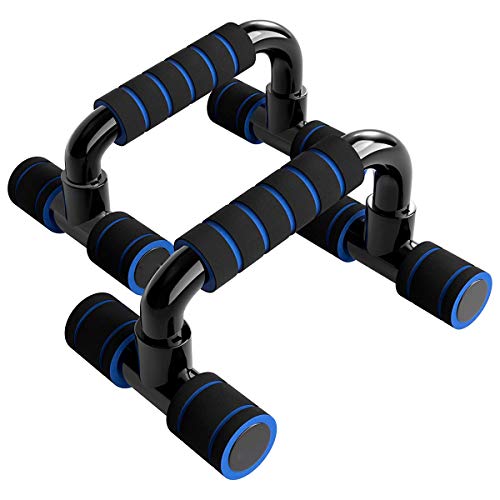 unycos - Barras para Flexiones con Empuñaduras de Esponja - Ejercicios de Gimnasio en Casa - Portátil - Soporte para Flexiones Push Up | Rutina de Ejercicio de Formación (Azul)