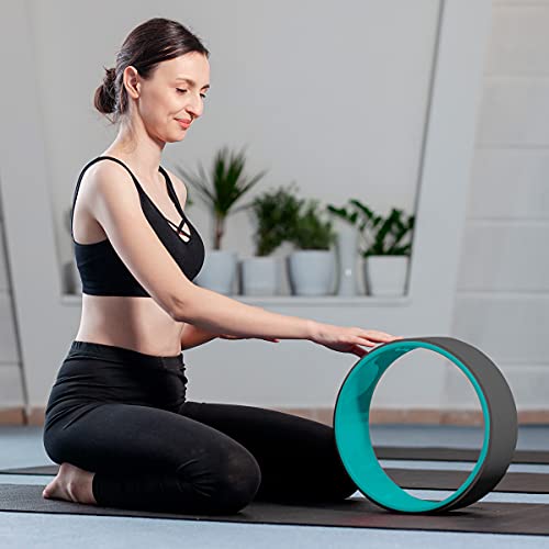 unycos - Rueda de Yoga de 32 cm × 13 cm - Aumenta la Flexibilidad y la Resistencia - Alivia el Dolor y el Estrés en la Espalda - Pilates | Estiramiento - Incremento del Rango de Movimiento (Verde)