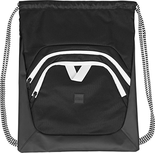 Urban Classics Ball Gym Bag Bolsa de Cuerdas para el Gimnasio, 45 cm, (Black/Black/White)