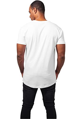 URBAN CLASSICS Camiseta básica de manga corta holgada, cuello redondo, de algodón, extra larga, con doblez en las mangas, de hombre, moderna, color blanco , talla M