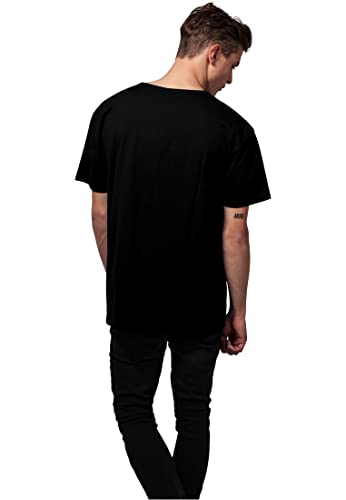 URBAN CLASSICS Camiseta básica de manga corta oversized, cuello redondo normal, de algodón grueso, largo normal, ajuste holgado, de hombre, moderna, color negro, talla M