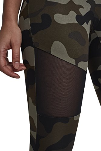 Urban Classics, Ladies Camo Tech Mesh Leggings, con Malla Transparente, Material Opaco - Pantalones Deportivos, Color: camo/negro, Tallas: 4XL