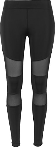URBAN CLASSICS Ladies Tech Mesh Leggings mujer elásticos para deporte, con 4 insertos de malla funcional, corte clásico, pantalones de deporte, cintura elástica.
