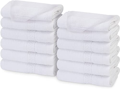 Utopia Towels - Juego de Toallas Premium (30 x 30 cm, Blanco) 600 gsm 100% algodón para la Cara, Toallas Altamente absorbentes y de Tacto Suave para la Punta de los Dedos (Paquete de 12)