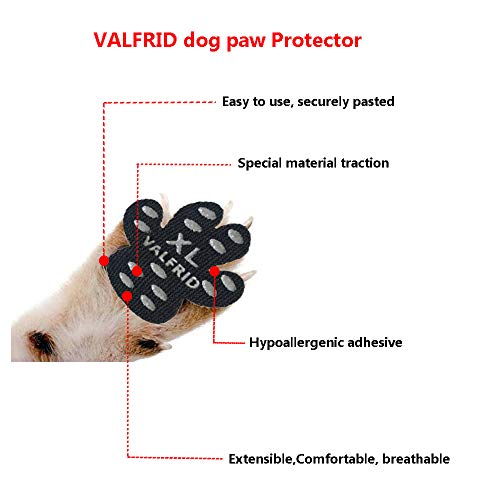 VALFRID Protector de Patas para Perro, Antideslizante, 24 Piezas, desechable, Autoadhesivo, Resistente a los Zapatos de Perro, Zapatos de Perro XL