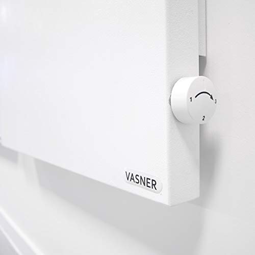 VASNER Konvi - calefacción infrarroja híbrida, Calefactor eléctrica con convección, con termostato, 600-1200 W, Blanco (600 W)