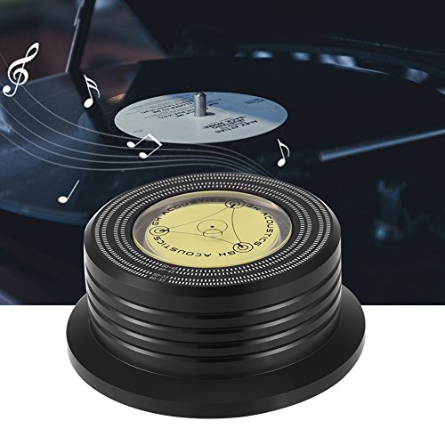 VBESTLIFE Estabilizador de grabación, 50 / 60Hz Nivel de Burbuja Detección de Velocidad LP Tocadiscos Disco de Vinilo Abrazadera estabilizadora para LP Vinyl Record Player(Negro)