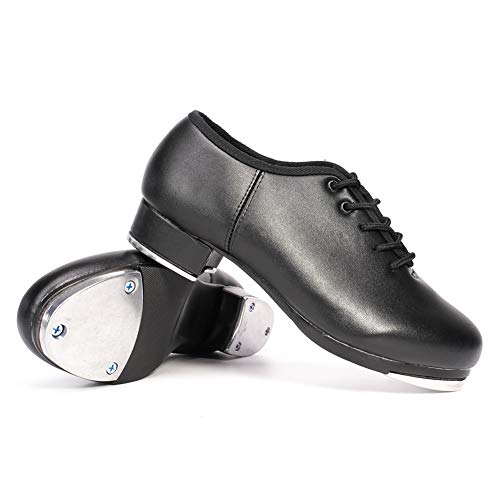 VCIXXVCE Zapatos de Claqué para Hombre con Cordones de Jazz Suela Completa Zapatos de Baile,Negro,41 EU