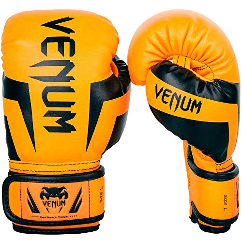 Venum Elite - Guantes de Boxeo Unisex para niño, neón y Naranja, FR: M (Talla del Fabricante: Mediana)