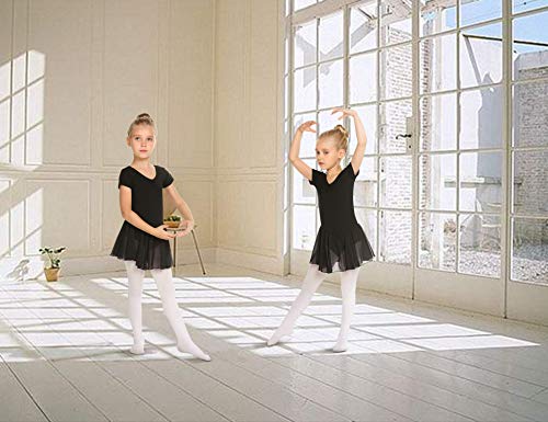 Vestido de Ballet Maillot de Danza Gimnasia Leotardo Algodón Manga Corta Body Clásico para Niña
