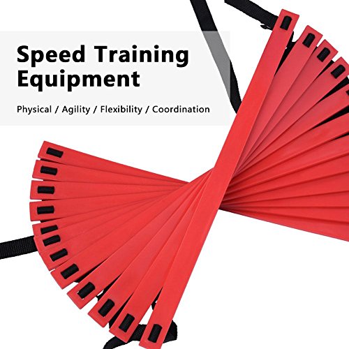 VGEBY1 Kit de Tren Speed ​​Agility, Escalera de Agilidad Plana 19 Pies + 10 Piezas de Conos de Disco para Entrenamiento AtléTico(Red)