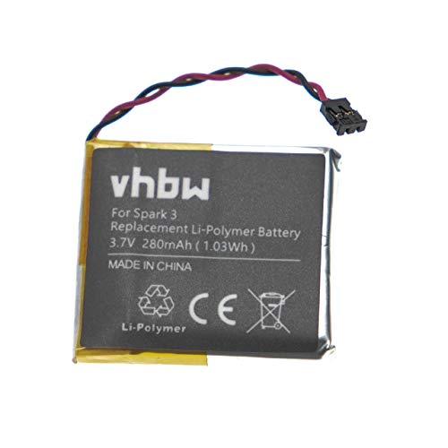 vhbw Batería Recargable Compatible con Tomtom Runner 1, 2, 3 smartwatch, Reloj de Actividad (280 mAh, 3,7 V, polímero de Litio)