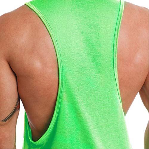 Vibrha Camiseta Deportiva Sin Mangas Flúor De Hombre - Camiseta De Tirantes Bodybuilding Gym Fitness (Verde, XS)