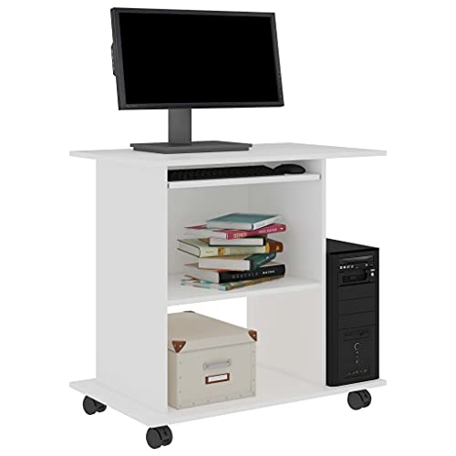 vidaXL Mesa de Ordenador Escritorio de Oficina Muebles Despacho Ejecutivo Estudio Robusto Estable Simple Aglomerado Blanco 80x5075 cm