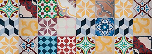 VINILIKO Vintage Tiles Alfombra de Vinilo, Multicolor, 50x140