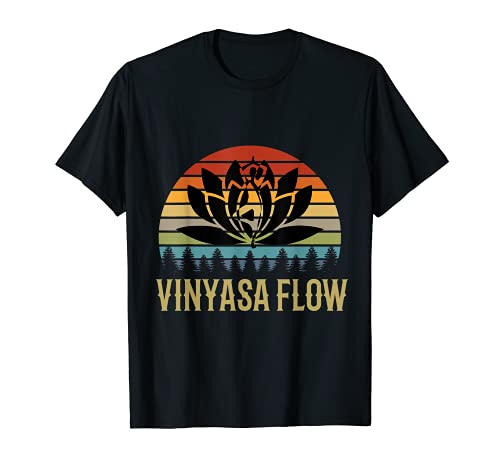 Vinyasa flow Vintage Sunset Lotus Yoga Profesor Yoga Principiante Camiseta