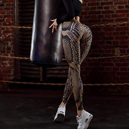 VJGOAL Moda para Mujer Sexy Estampado de Serpientes Empire Yoga Pantalones Correr Pilates Fitness Pantalones Ajustados de Alta Elasticidad Pantalones de Chándal Leggings(x-Large,Amarillo)