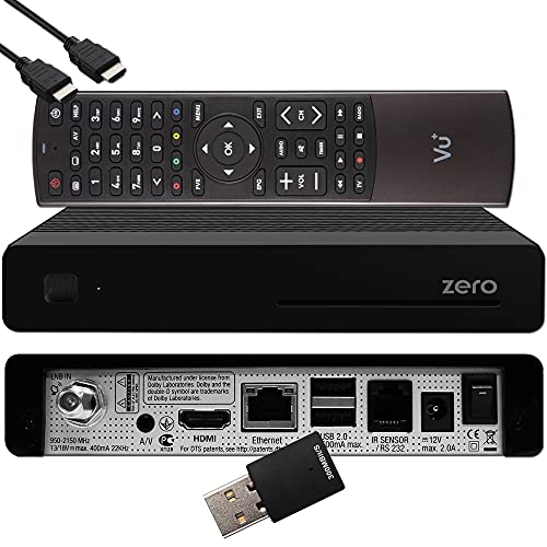 VU+ Zero HW Version 2 - 1 sintonizador DVB-S2 Full-HD E2 Linux receptor, YouTube, receptor satélite con función de grabación, lector de tarjetas, multimedia, HDMI EasyMouse, lápiz WiFi 300Mbit, negro