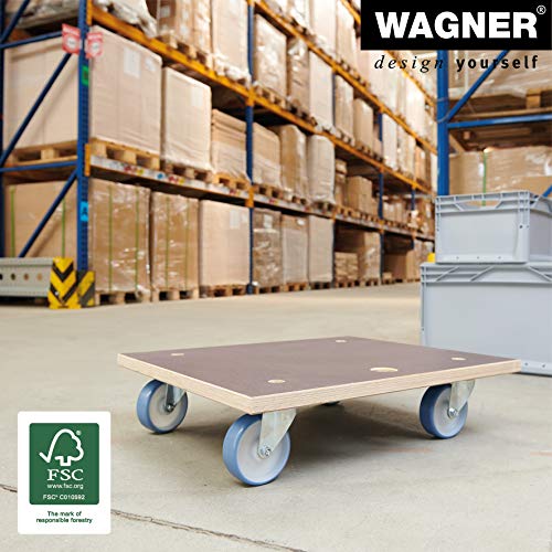 Wagner Plataforma de Carga MM 1145 - 59 x 49 cm - para Electrodomésticos y Muebles, 500 kg de Capacidad de Carga, Agujero de Agarre, Antideslizante, Certificado FSC® - 20114501