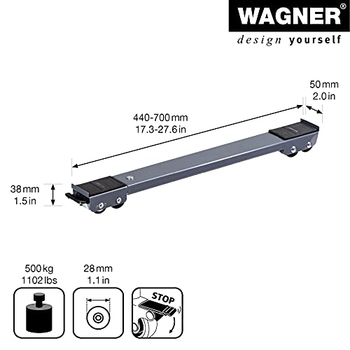 Wagner Plataforma de Carga MM 1199 - 45-70 cm - Ajustable, Frenos - para el Transporte de Mercancías de Diferentes Tamaños, 500 kg de Capacidad de Carga, Resistente, Carga Protegida - 20119901