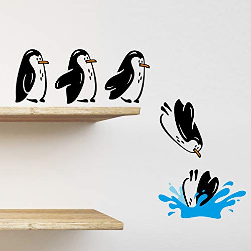wall4stickers Pingüinos Nevera Estante Pegatina Saltando Divertido Vinilo Etiqueta de la Pared decoración calcomanía Mural Kittchen sofá de la Sala de Estar Mascotas