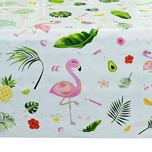 WERNNSAI Mantel Rosa de Fiesta Flamenco - 274 x 137 cm Ananas Tablecloth Desechable Plastico, Suministros de Fiesta para Niña Picnic Decoraciones de Cumpleaños