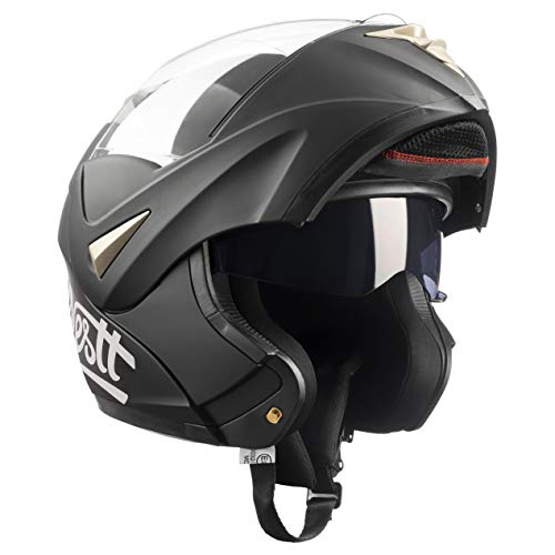 Westt Torque · Casco Moto Modular Integral con Doble Visera en Negro Mate · para Motocicleta Scooter · Casco de Moto Motoclicleta Ciclomotor · Certificado ECE