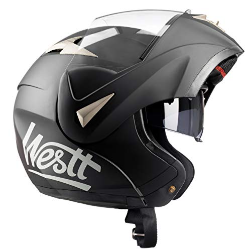 Westt Torque · Casco Moto Modular Integral con Doble Visera en Negro Mate · para Motocicleta Scooter · Casco de Moto Motoclicleta Ciclomotor · Certificado ECE