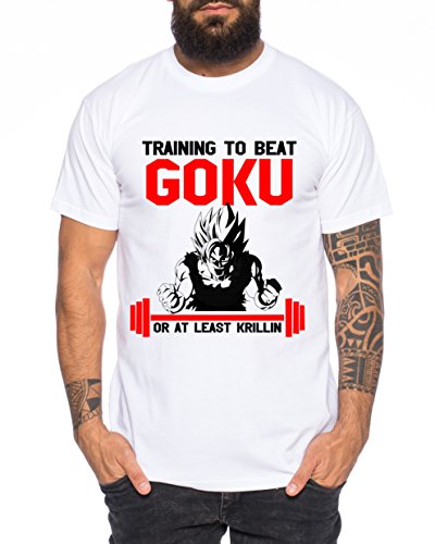WhyKiki Train to Beat Goku Camiseta de Hombre One Goku Dragon Master Son Ball Vegeta Turtle Roshi Piece Golds Db, Farbe2:Weiß;Größe2:XXL