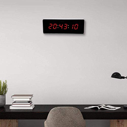 Wifehelper Digital LED Calendario Reloj Temperatura Oficina Hogar Sala de Estar Relojes de Pared Conector EU 110-240V(Hora + Minuto + Segundo)