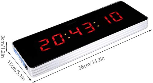 Wifehelper Digital LED Calendario Reloj Temperatura Oficina Hogar Sala de Estar Relojes de Pared Conector EU 110-240V(Hora + Minuto + Segundo)