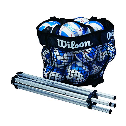 Wilson WTH180400 Carrito Voleibol Playa Incluye Red Capacidad para 24 balones Aluminio, Unisex-Adult, Black, Uni