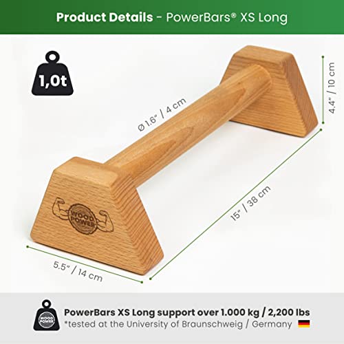 WOODPOWER PowerBars: mini barras paralelas de madera, agarres flexiones, calistenia agarre madera