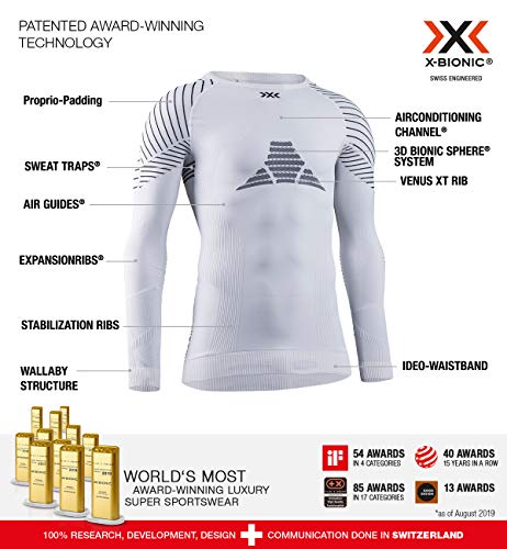 X-Bionic Invent 4.0 Shirt Round Neck Long Sleeves Women Capa De Base Camiseta Funcional, Mujer, White/Black, S