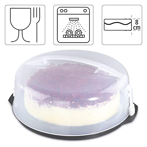 Xavax 00111514 - Recipiente para conservar y transportar tartas, Antracita/Transparente, Ø 31.5 cm