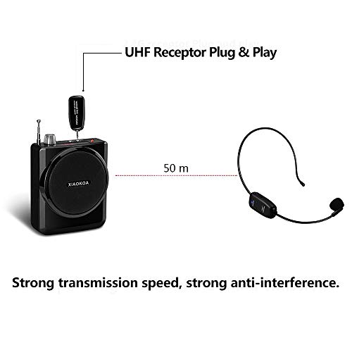 XIAOKOA Wireless Micrófono,UHF Micrófono Inalámbrico,Transmisión Inalámbrica de 50 m,para Guía Turística/Enseñanza/Promoción/Discurso