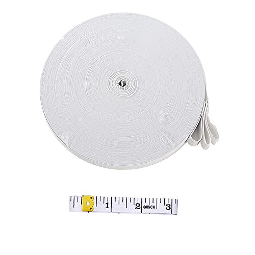 XINGSUI Banda elástica tejida de 10 M, banda elástica de punto plana blanca de 2 cm de ancho, utilizada para coser, manualidades domésticas, ropa, cinturones, colchas