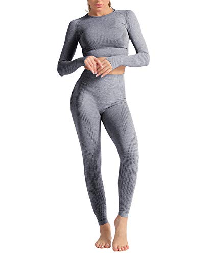 Yaavii Leggings de deporte para mujer, largos, opacos, para yoga, moldear la figura, pantalones de yoga, pantalones de fitness con cintura alta, control de abdomen gris S