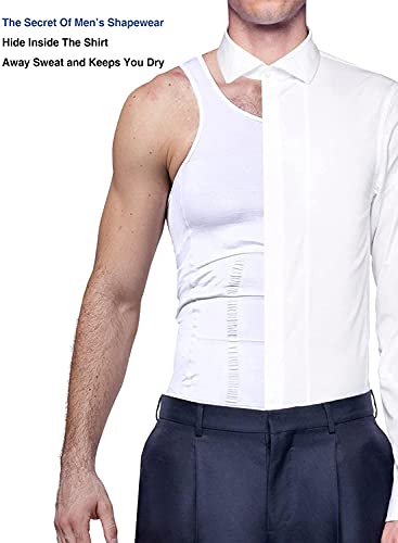 YCUEUST Hombre Camiseta Tirantes Faja Reductora Chaleco Ropa Interior Blanco L