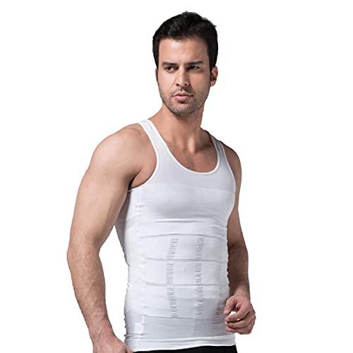 YCUEUST Hombre Camiseta Tirantes Faja Reductora Chaleco Ropa Interior Blanco L