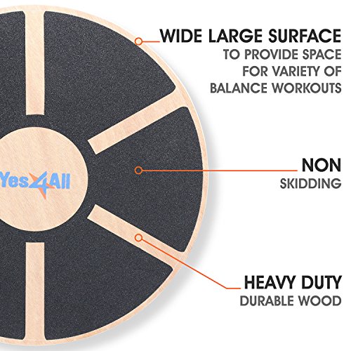 Yes4All Tabla de equilibrio de madera con balanceo – Entrenador de equilibrio de ejercicio de 40 cm de diámetro – Negro – ²DB6FZ