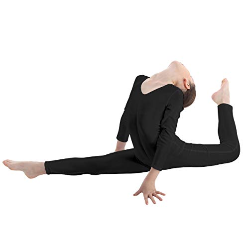 YiZYiF Maillot Largo Body Completo Niñas Maillot Gimnasia Rítmica Manga Larga Body Entero Mono Danza Yoga Leotardo Ballet Traje Bailarina 5-12 Años Negro 5-6 años