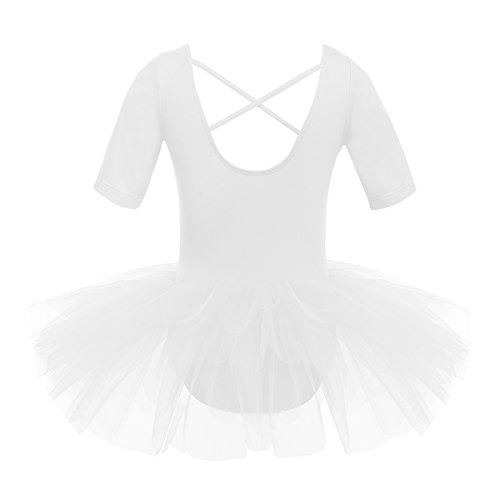 YiZYiF Vestido Tutú Danza Ballet Niñas Maillot Clásico Vestido Princesa Body Bailarina Leotardo Algodón Suave Traje Práctica Baile 3-10 Años Blanco 7-8 años