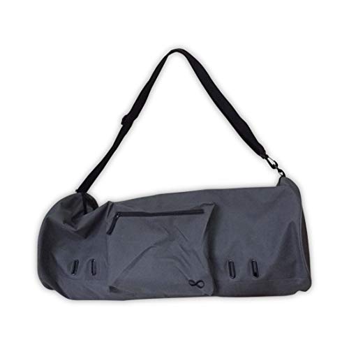 YogaAddict Yoga Pilates Mat Bag Compact, Full Zipper Yoga Mat Bag, Tela duradera con bolsillos, Correa de hombro ajustable extra ancha - Gris oscuro (extra grande 29 "x 11")