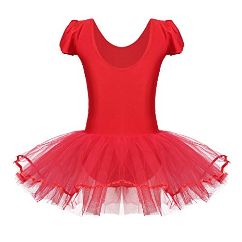 YOOJIA Vestido Tutú Princesa Ballet Niñas Maillot con Falda Danza Clásica Leotardo Básico Traje Rendimiento Dancewear (2-10 Años) Rojo 8-10 años